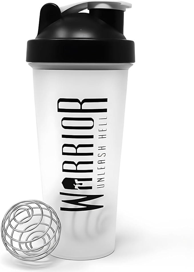 Warrior Protein Shaker Bottle, 600ml with Wire Mixball Blender