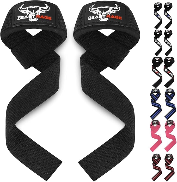 BEAST RAGE Weight Lifting Straps Fitness Padded Cotton Wrist