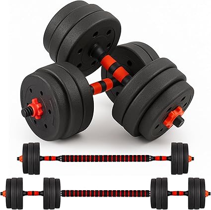 Straame 20KG Adjustable Dumbbell & Barbell Weight Set with Foam-Padded Connector