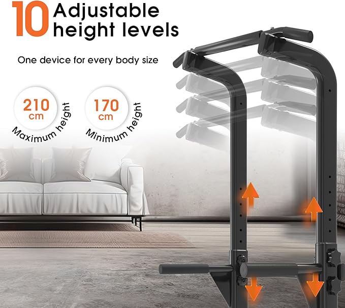 DH FitLife Power Tower Dip Station | Freestanding Pull-Up Bar