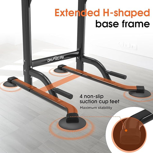 DH FitLife Power Tower Dip Station | Freestanding Pull-Up Bar